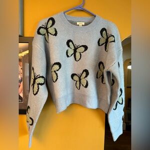 Y2K Vibe Cropped Baby-blue Sweater